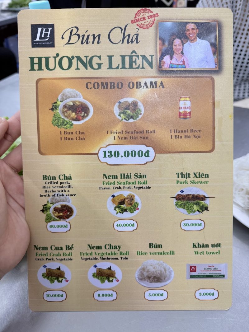 Thực đơn Bún chả Hương Liên 4