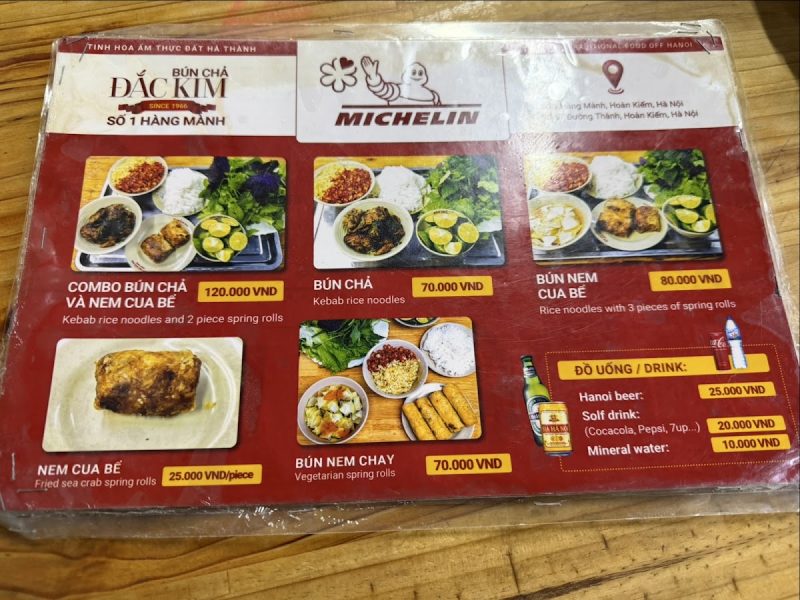Thực đơn Bún chả Hương Liên 6