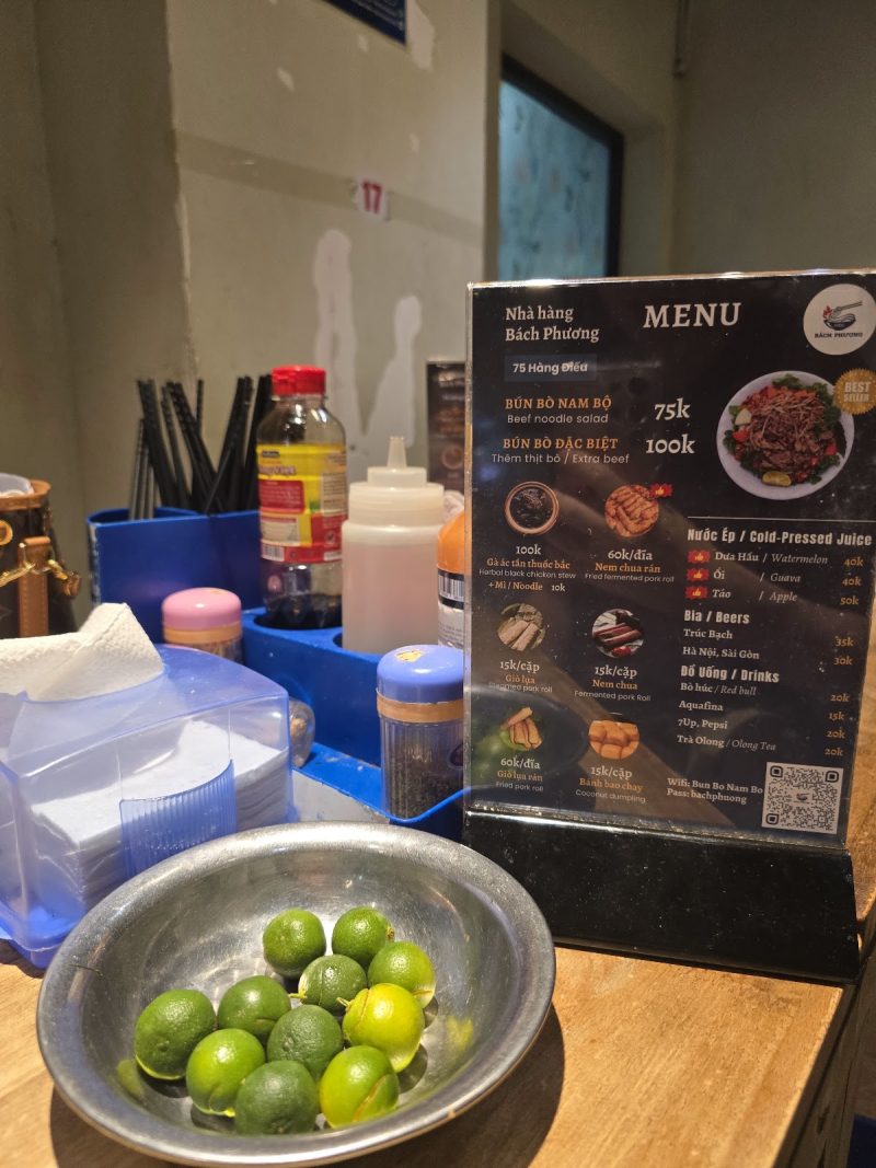 Thực đơn Bún bò Nam Bộ Bách Phương 2