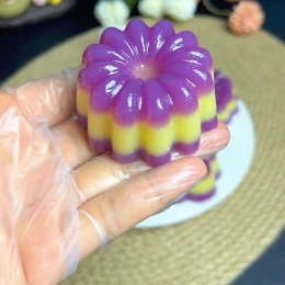 Công thức và cách làm món bánh da lợn khuôn hoa khoai môn đậu xanh