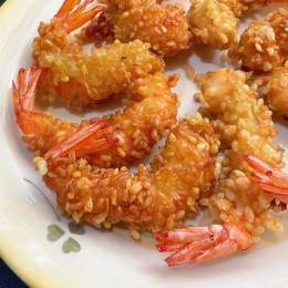 Tôm bọc cốm chiên giòn