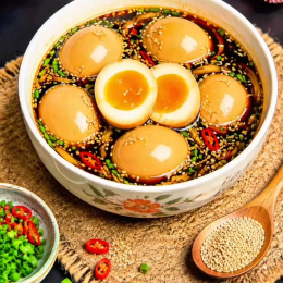 Trứng ngâm tương lòng đào