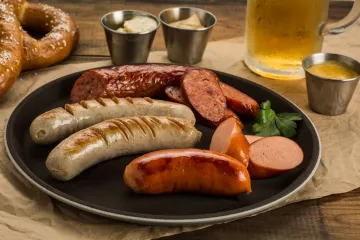 Đĩa xúc xích kèm bánh pretzel
