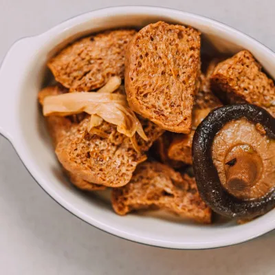 Đậu hũ hấp nấm chay