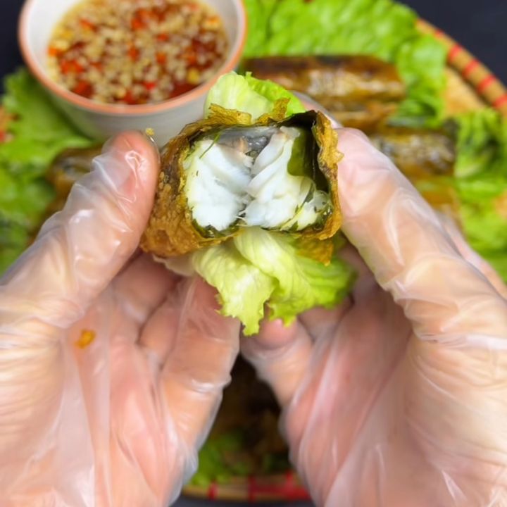 chả ram cá lá lốt cuốn rau